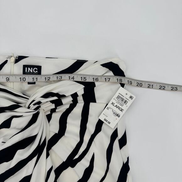 INC International Concepts Women Midi Twist Skirt Zebra Print Black White XL - Picture 11 of 12